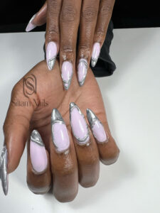 ongle capsule ge - l nail art effet sirène - longue